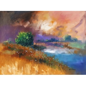 Tahir Bilal Ummi, 36 x 48 Inch, Oil on Canvas, Landscape Painting, AC-TBL-066